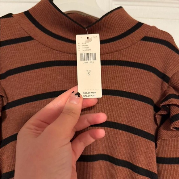 Anthropologie  T.La Ruffled Turtleneck Top size S NWT Black Motif Cottagecore - Picture 6 of 9